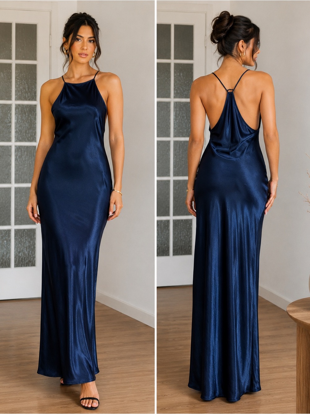Babaton (Aritzia) Satin Maxi Dress XXS – Navy Blue NWT